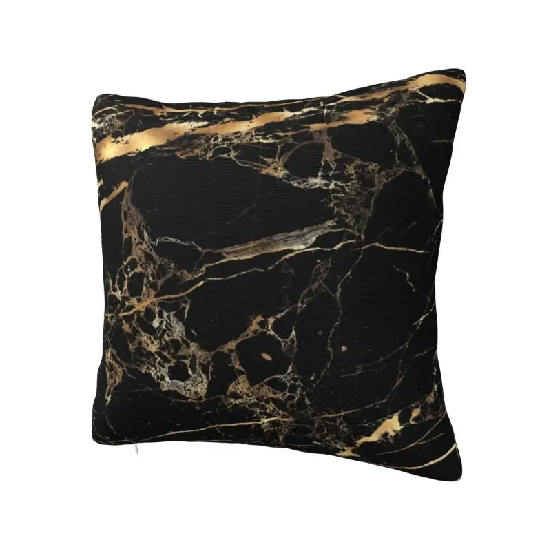 Custom Black Marble Gold Veins Pillow for Living Room Modern Geometric Modern Cushion Cover Square Pillowcase