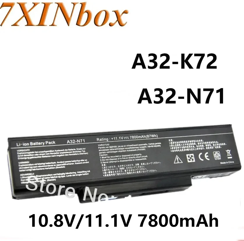 7XINbox A32-K72 A32-N71 10.8V/11.1V 7800mAh Battery For ASUS A72 X77JQ N73 N73S K72 K73SV K72JK K73 A73SJ A72F X73SD X72 9 CELLS