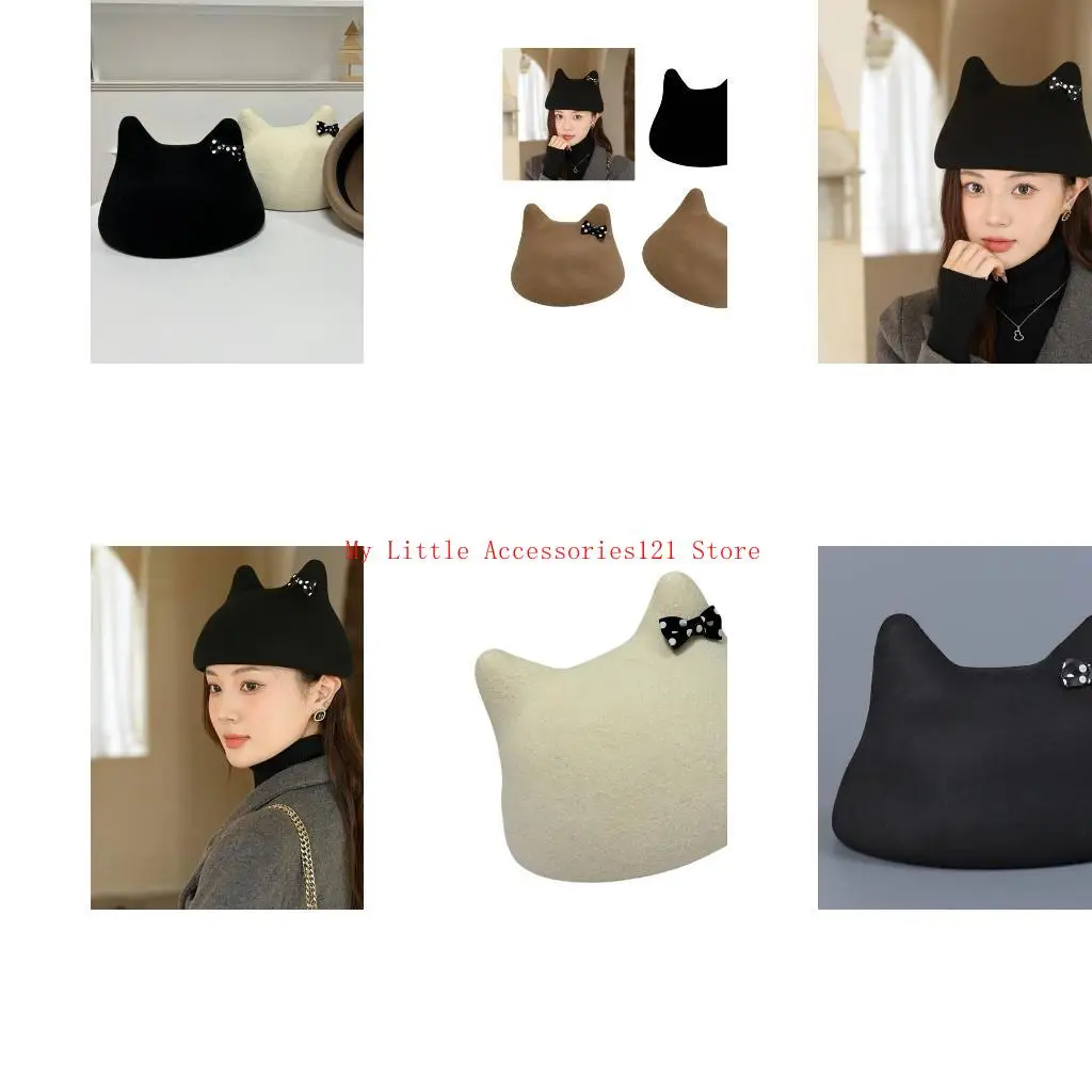 

Девочки Catten Ware Subculture Hainter Hat Festive Hat для осенней зимней ветропроницаемой для уличной фотографии реквизит