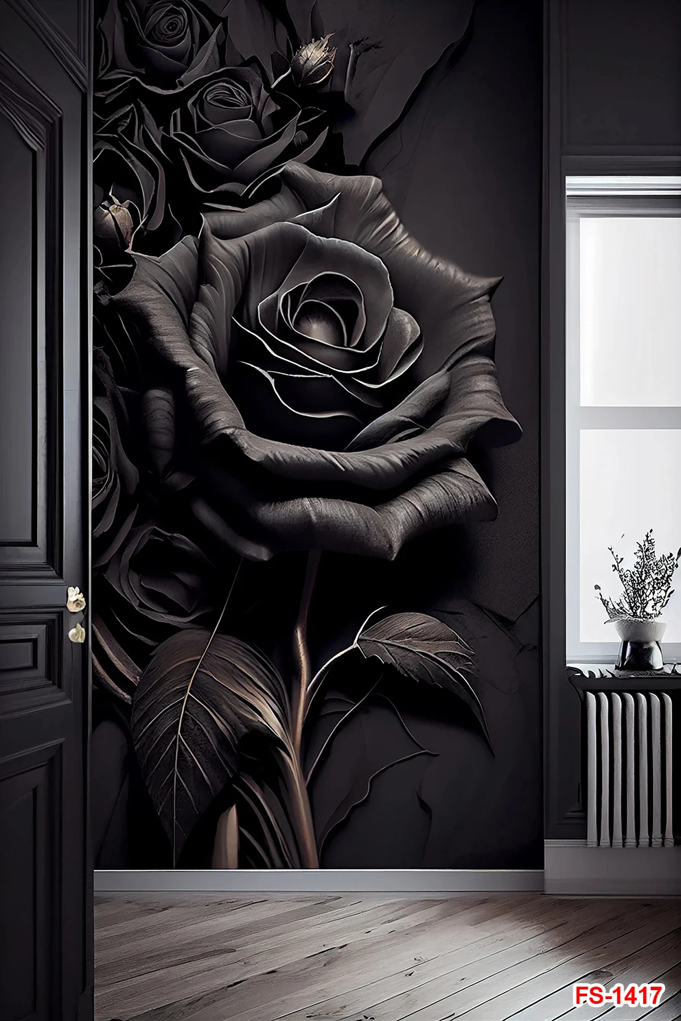 Vintage สีแดงสีดํากุหลาบดอกไม้ดอกไม้แนวตั้งฉากหลังตกแต่งภายในการถ่ายภาพงานแต่งงานคลอดบุตรภาพพื้นหลัง