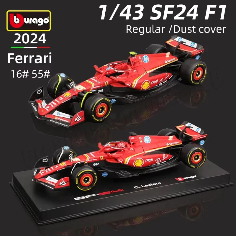 Bburago 1:43 Ferrari SF24 F1 Car Model 2024 Season 16# Leclerc 55# Sainz Alloy Luxury Vehicle Diecast Formula Racing Toy Gift