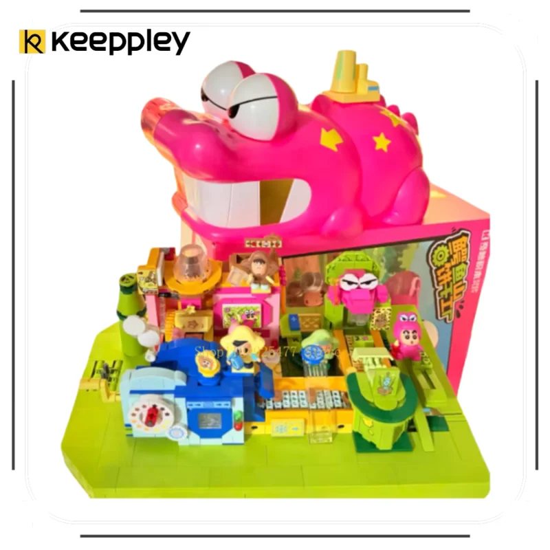 Bloques de Construcción Keeppley, Modelo de Fábrica de Galletas de Cocodrilo de Crayon Shin Chan, Juguetes Educativos de Ensamblaje, Colección de Regalos