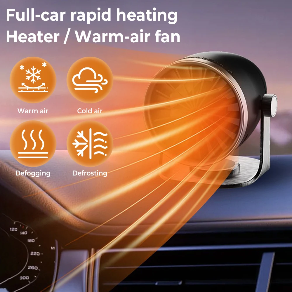 

Electric Car Heater Air Cooler Fan 12V/24V Portable Demister Defroster Heating Fan 120W Dryer Windshield Defogging Accessroies