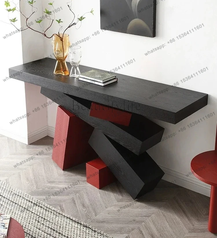 Italian light luxury design sense solid wood color matching Xuanguantai model room hotel villa decoration fashion