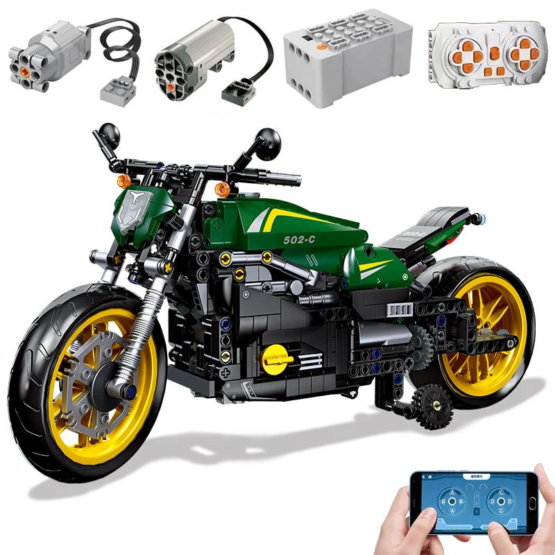 

Technical APP Remote Control Locomotive Motorcycle Building Block 502C City Motorbike Bricks Model Toy for Kid Birthday Gift MOC