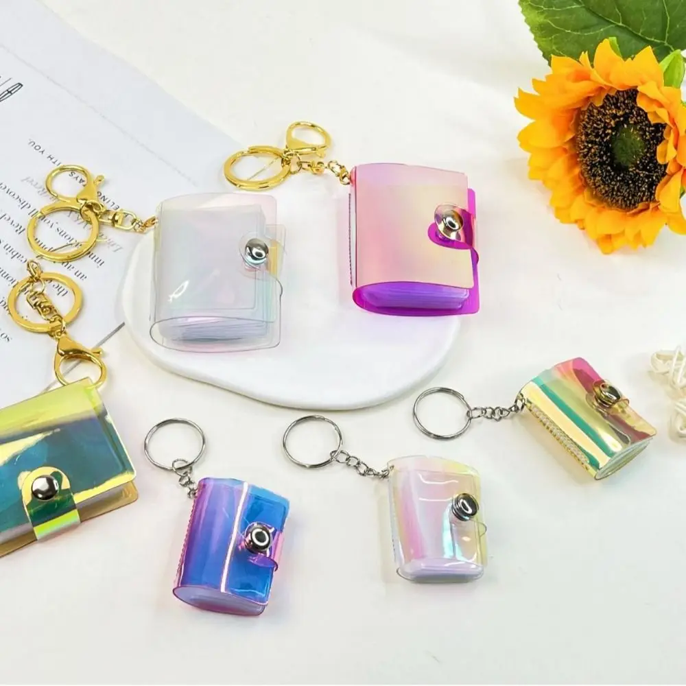 1/2inch New Card Holder Photo Album Hanging Chain Photo Card Bag Keychain Cute Portable Laser Seven Color Mini Album