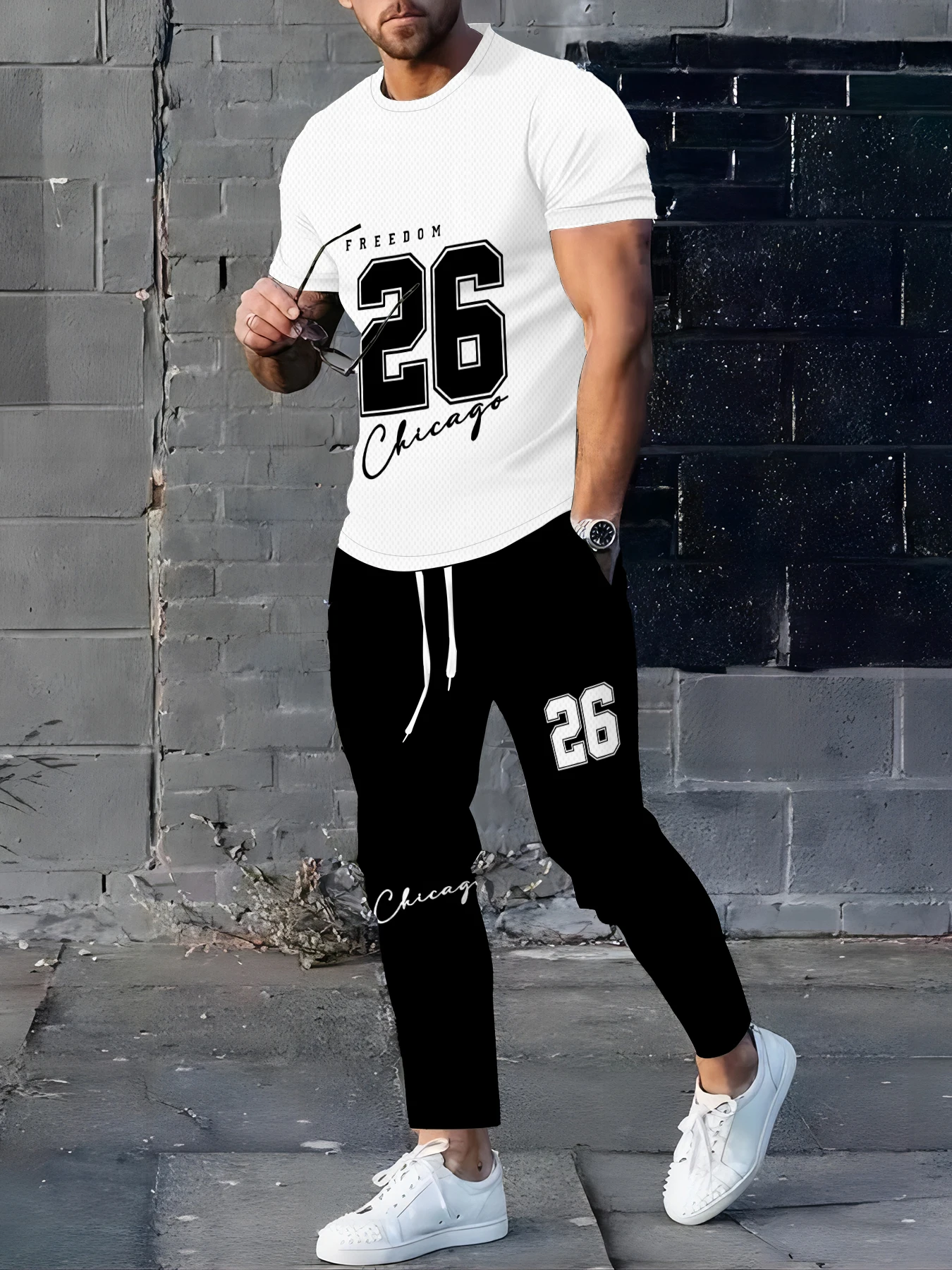 

The 2025 summer new men's suit 3D printed casual sports digital sportswear outdoor lightweight and breathable men's wear