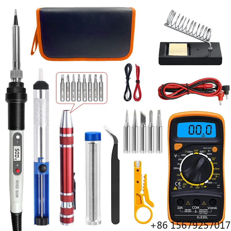 80W Internal Heat Digital Display Soldering Iron Set with Adjustable Temperature 908S Soldering Iron Welding Tool