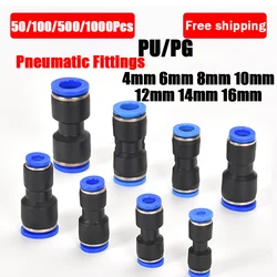 PU PG Pneumatic Fitting Pipe Air Connector Tube Quick Release Fitting Plastic Connector Hose Tube Push Pressure 4mm 6mm 8mm 10mm