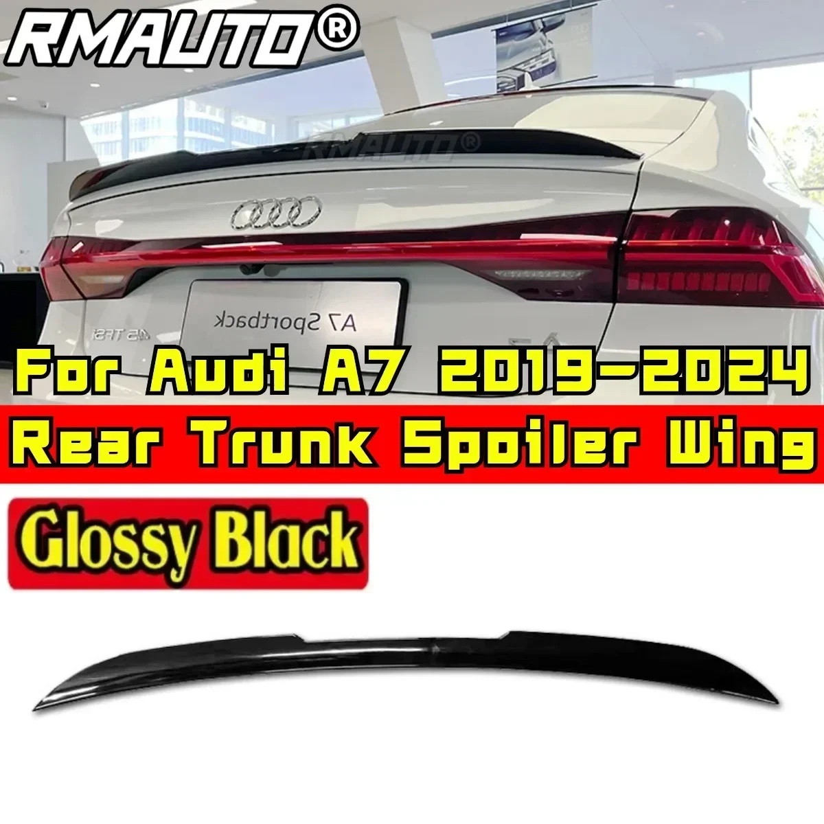 

Car Rear Trunk Spoiler Exterior Part ABS Plastic Car Rear Spoiler Wing For Audi A7 S7 RS7 Sportback 2019-2024 Car Accessories