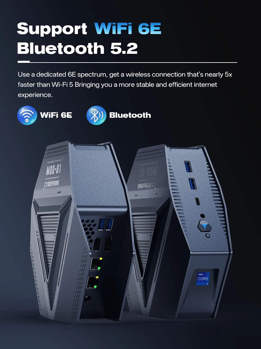 Mini PC do gier Intel Core i9 12900HK WIFI6 Type-C HD DP 2*DDR4 NVMe Komputer stacjonarny do biura/domu 4*USB3.2 2*2.5G LAN Windows11