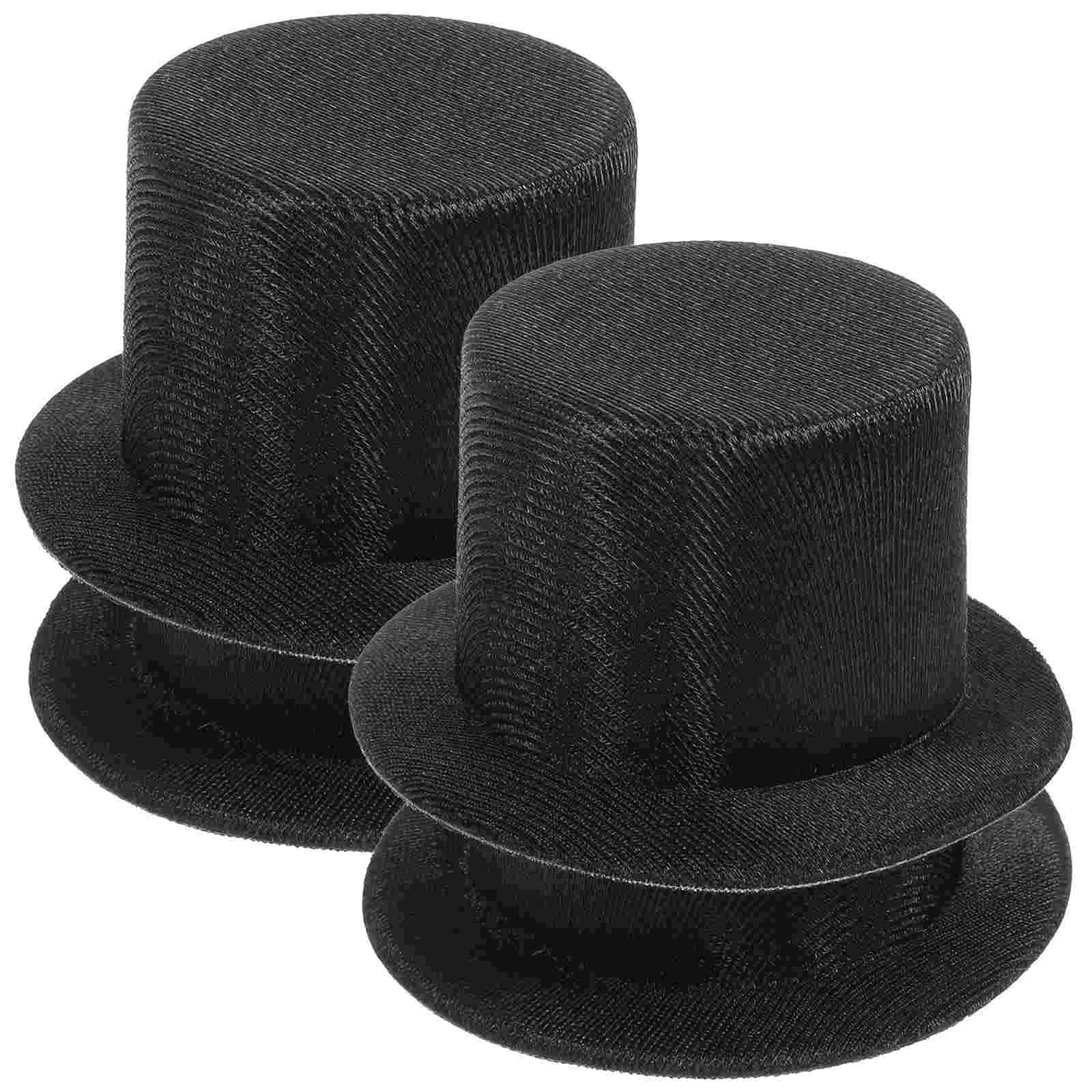 

4 Pcs Mini Hat Cylinder Hats Cap Caps Decorative Cloth Top for Crafts Snowman