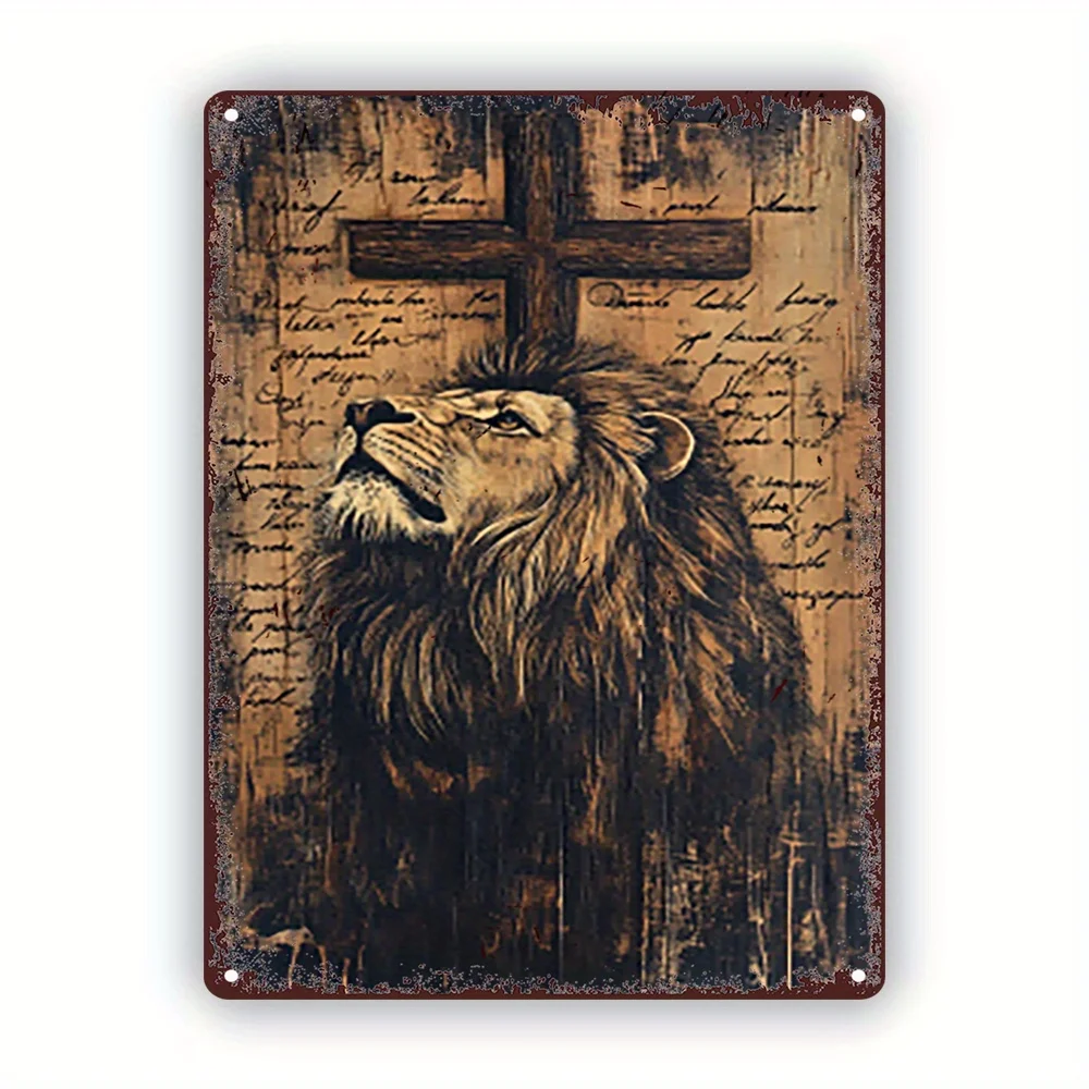  Lion's Strength Inspired Vintage Metal Sign - Rustic Kitchen,Pub Wall Art, , Perfect for Room Decor