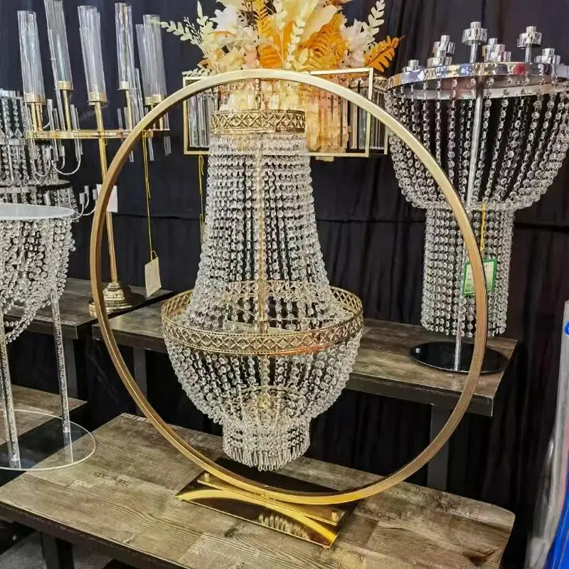 

Wedding Table Centerpieces Chandeliers Arch Crystal Hanging Props Party Stage Hall Ceiling Walkway Display Crystal Pendent 2pcs