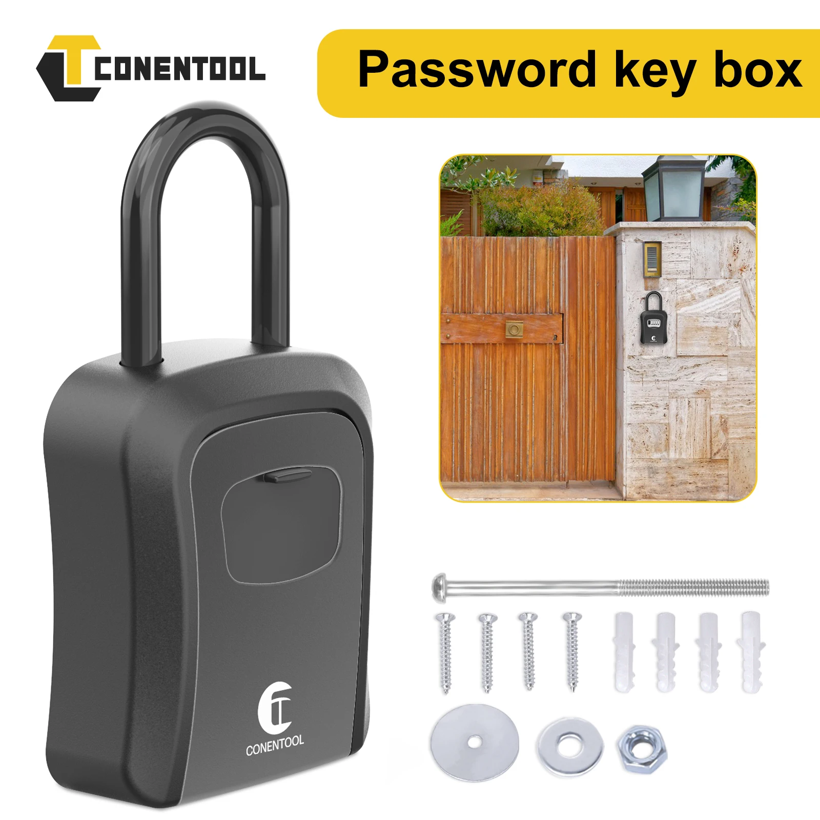 Password Key Lock Box Wall Hanging 4 Digit Code Padlock Temporary Storage Case  Digit Code Padlock