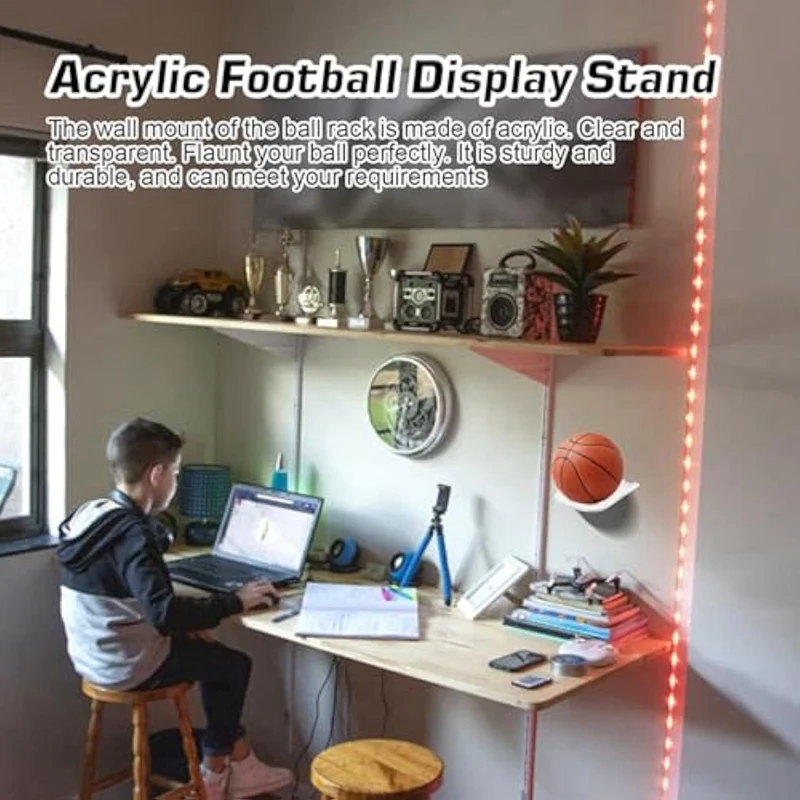 Acrylic Football Stand, Star Signature Football Stand, Wall Ball Stand, Used For Basketball, Volleyball And Rugby