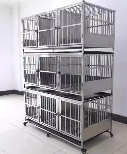 3 Storey Breeding Square-tube Steel Wire Animal Cage Dog Metallic Large Cage