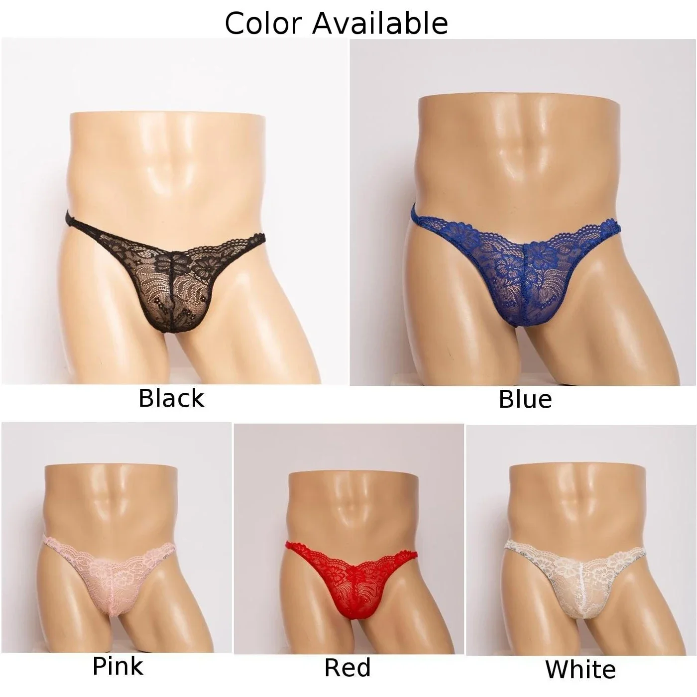 Men Sexy Underwear Hollow Low Rise Breathable Transparent Panties Erotic Lace G-String Brief Sissy Panties Buttocks Hollow Brief