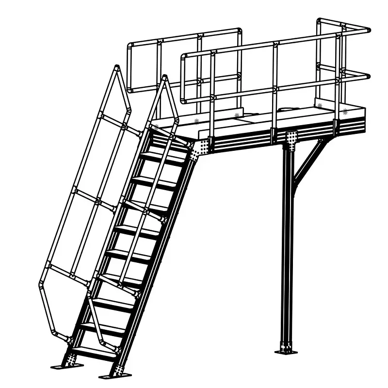 

Industrial Safety Aluminum Stairs Walkways Step Platforms Folding Ladders with Feet Leg Leveler