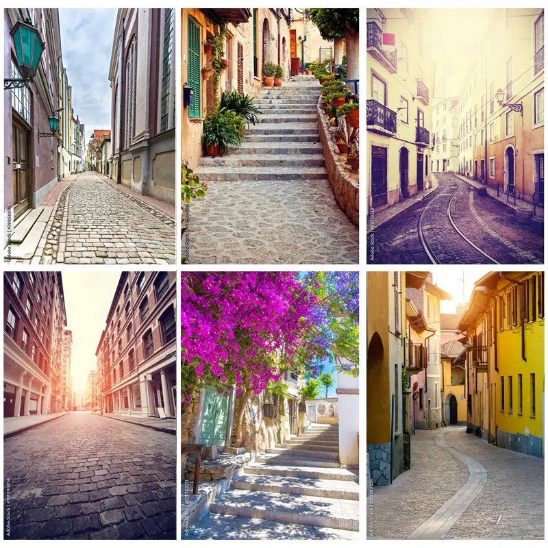 

SHUOZHIKE Vintage European Street View Scenery Photography Backdrops Props Wedding Photo Backgrounds Studio 211229 JJD-06