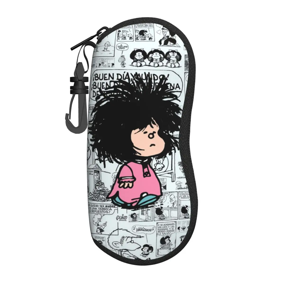 Estuche para gafas Quino Mafalda personalizado con cremallera, bolsa para gafas de goma suave ultraligera, soporte para gafas de neopreno, accesorio