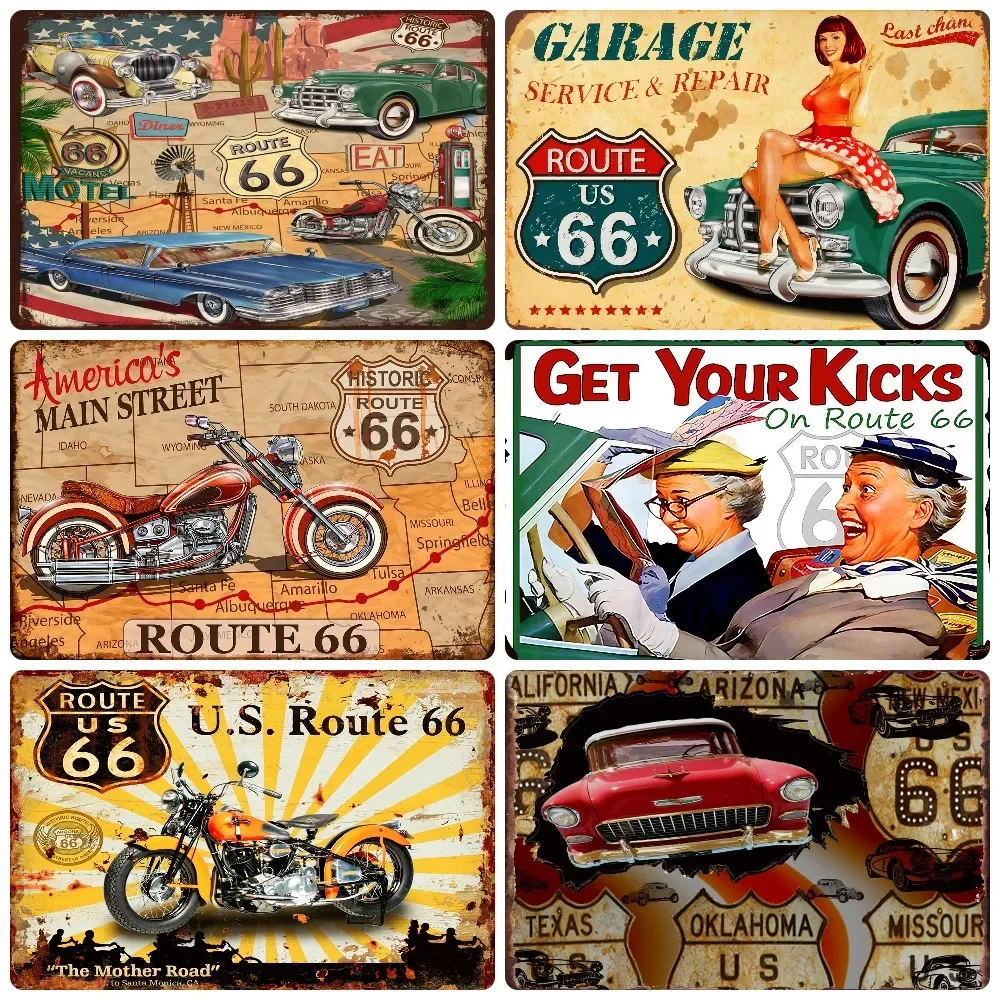 Vintage Metal Sign Plate, Garage Wall Decor, Man Cave, Gas Station Printing, Home Decor, Bar, Pub, Club, Retro, Route 66, WY1
