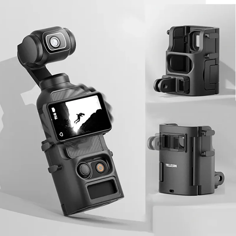 

TELESIN Dual Cold Shoe Protective Frame for DJI Osmo Pocket 3, Lightweight Expansion Mount with Removable Dual-Claw Safety Lock