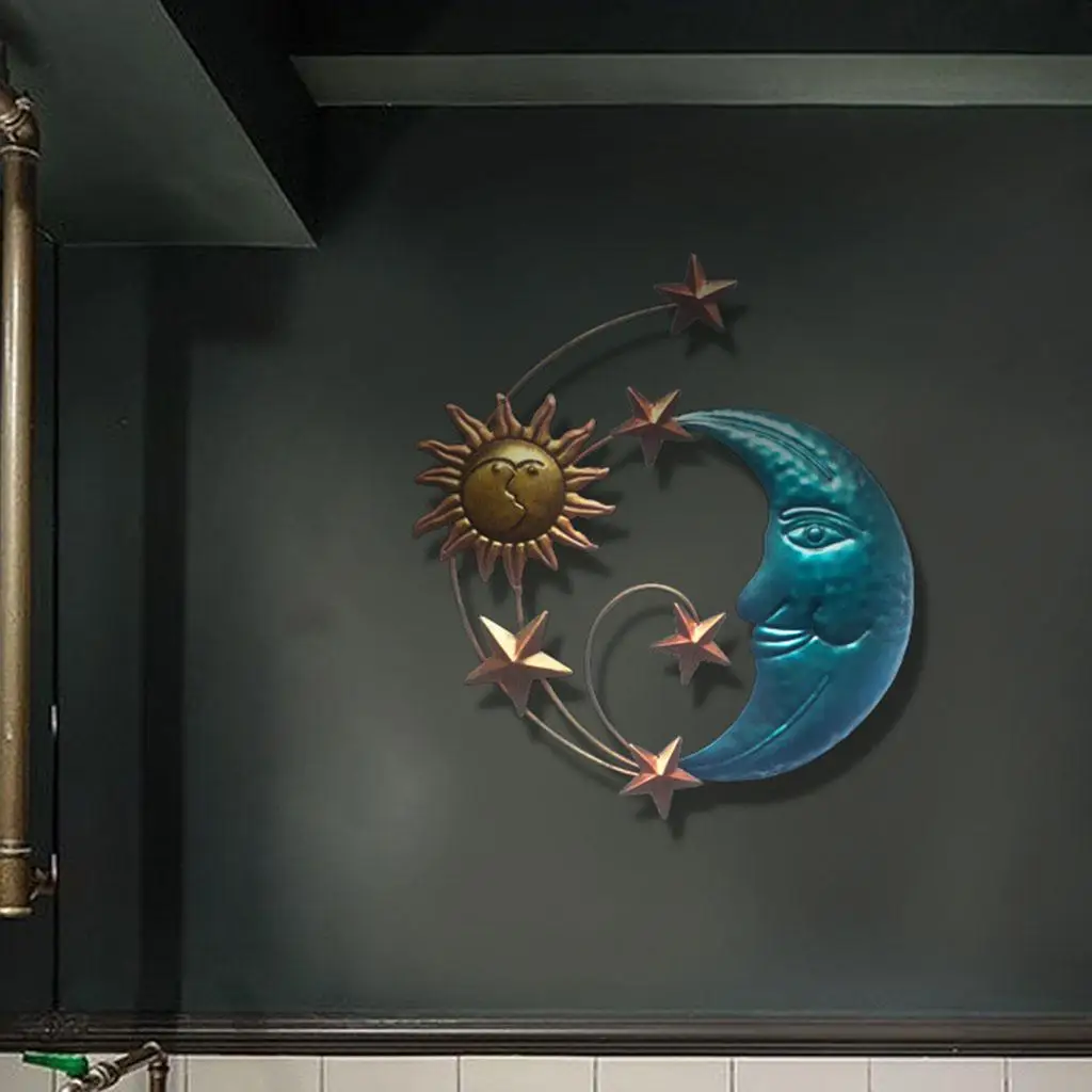 Modern Wall Hanging Sun Moon Star Decor Iron Minimalist Ornament Sculpture Creative for Backyard Gifts for Excellent Durability
