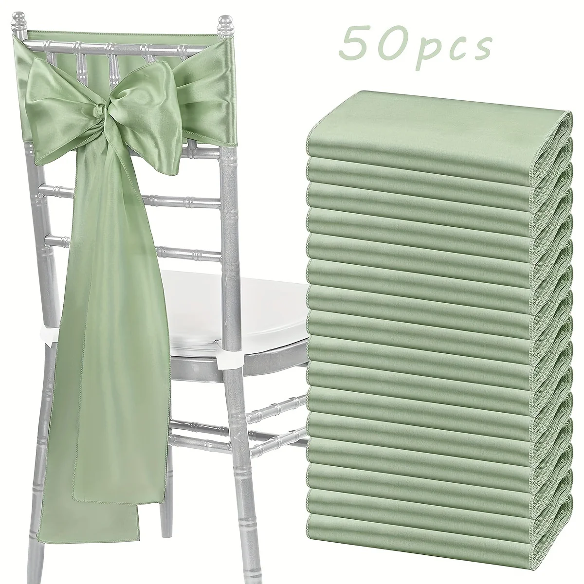 Satin Chair Sashes with Bows – Universal Chair Covers, Suitable for Wedding Receptions, Restaurant Banquets,  Event Décor
