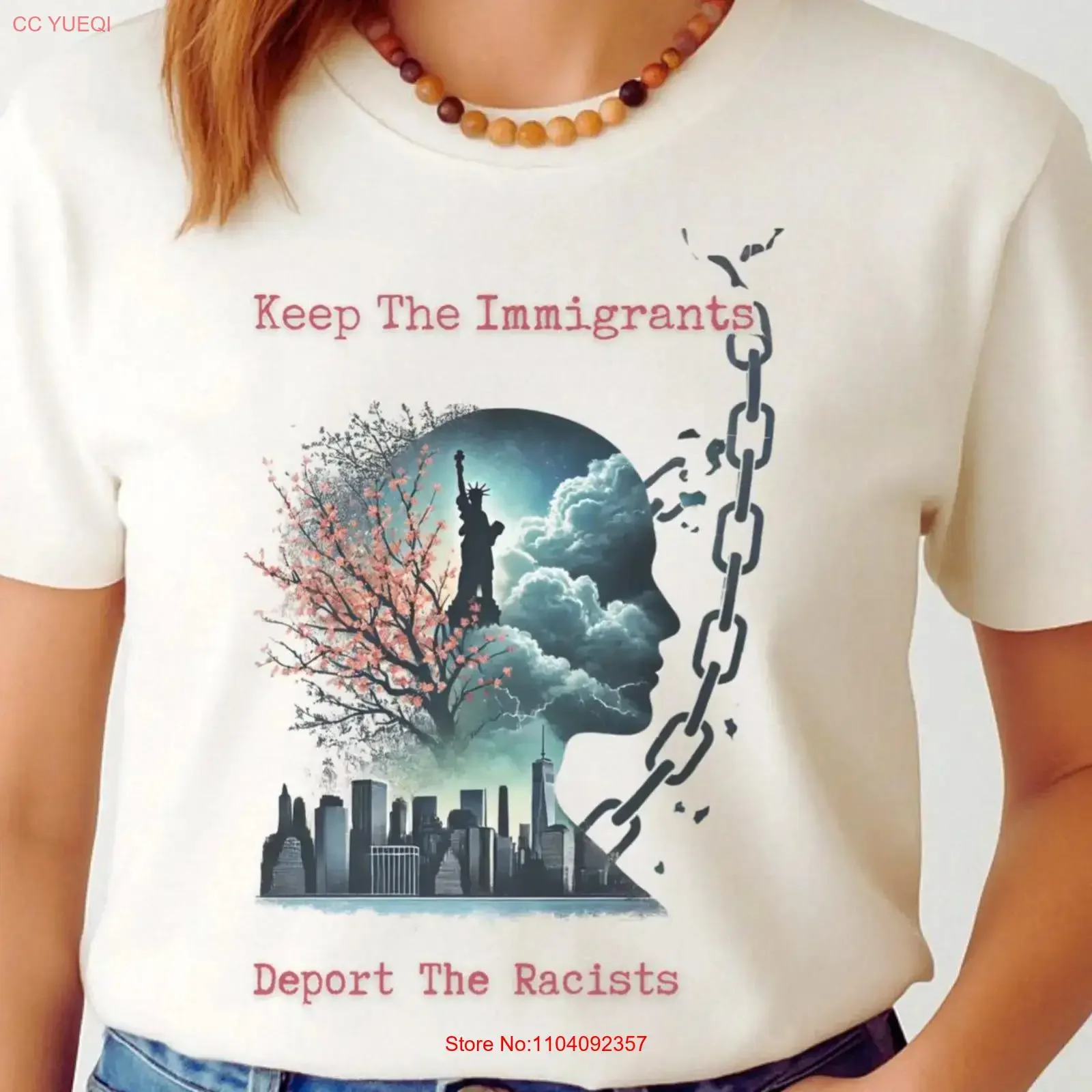 Keep The Immigrants Deport Racists T Shirt Statue Of Liberty Protest Anti Hate Message Symbolic Activist Freedom vintage