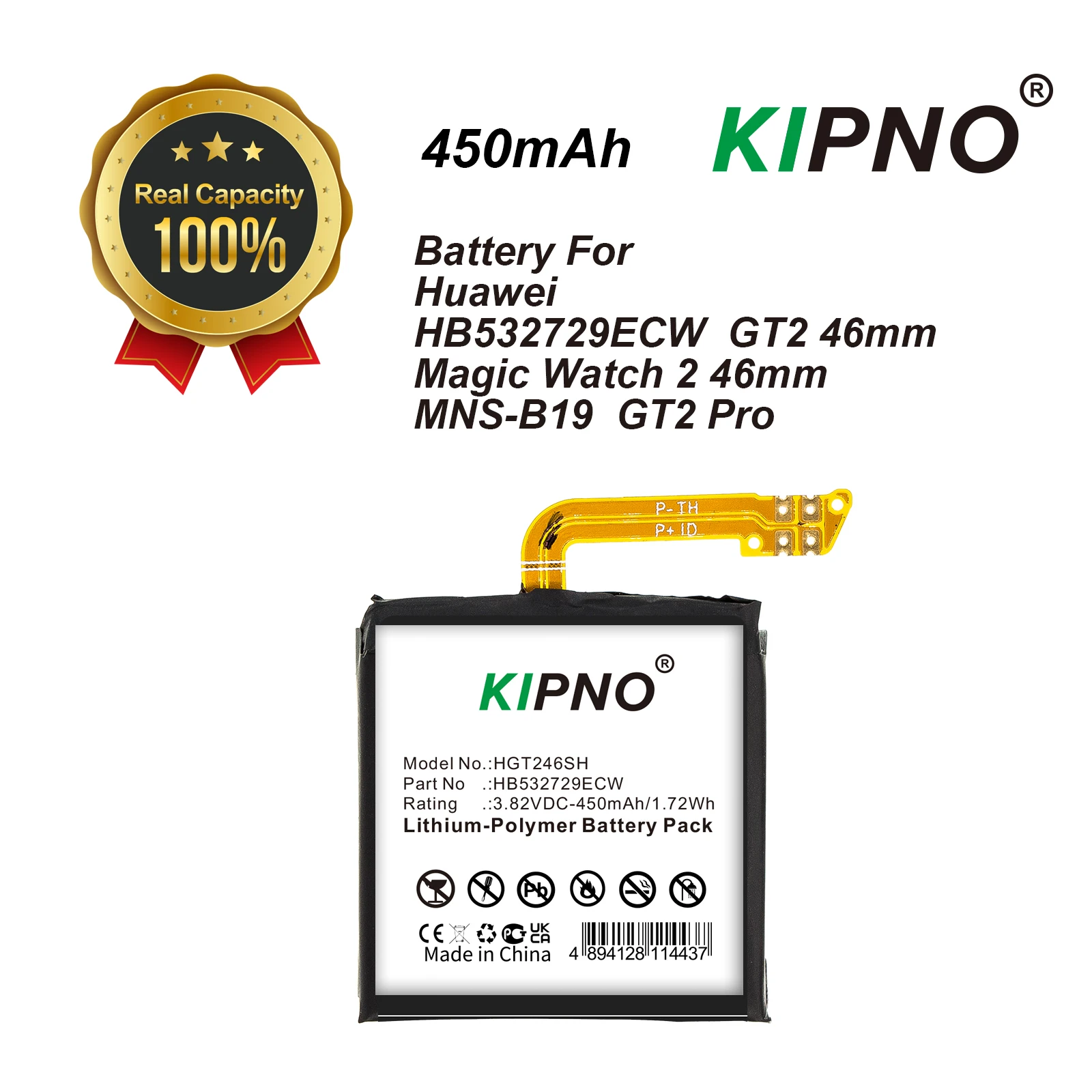 

HB532729ECW 450mAh Original Battery For Huawei Watch GT2 46MM Watch GT3 46MM JPT-B19 JPT-B29 + Free Tools