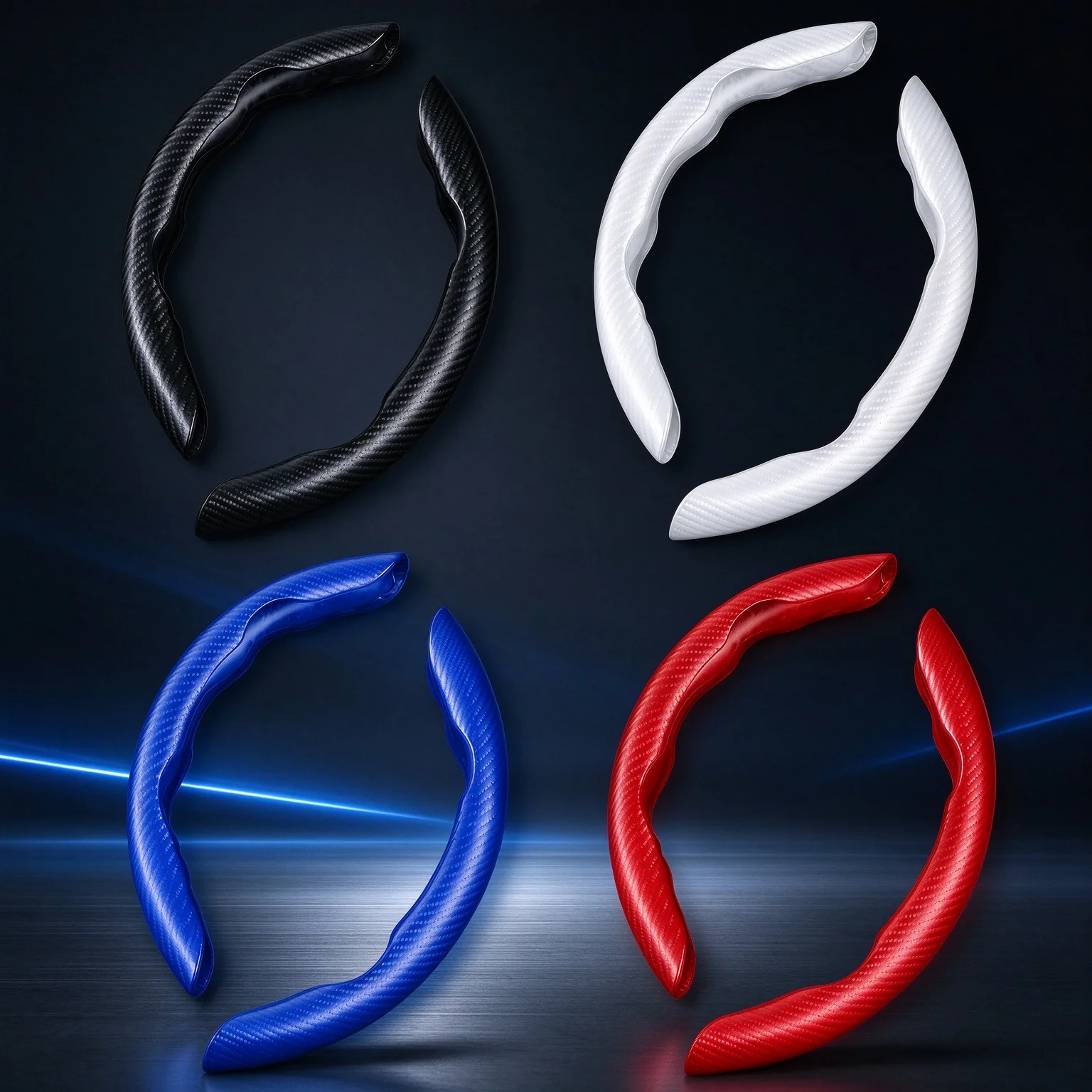 Carbon-Fiber-Textured Steering Wheel Cover, Easy to Install, Suitable for Most Vehicle Types Including Sedans and SUVs