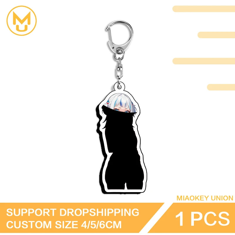 Gawr Gura Hololive Pretty Loli Silhouette Interesting Car Keychain Unique Versatile Creative Personality Portrait Amusing Props