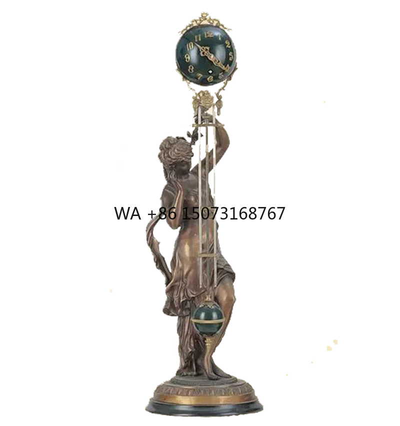 

Античная бронза, загадочный кобальтовый синий шар, 8-дневная латунная фигурка, статуя Юнона, качели/маятниковый механический механизм, настольные/полочные часы