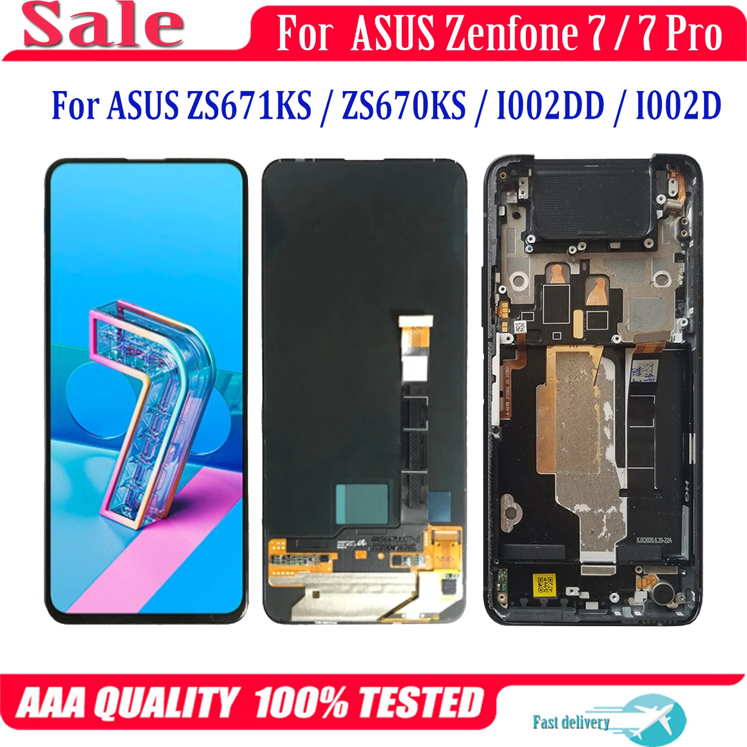 AMOLED 6.67 "Asus Zenfone 7 Pro ZS671KS I002DD LCD 디스플레이 터치 스크린 디지타이저, Asus Zenfone 7 zs670ks I002D LCD 용