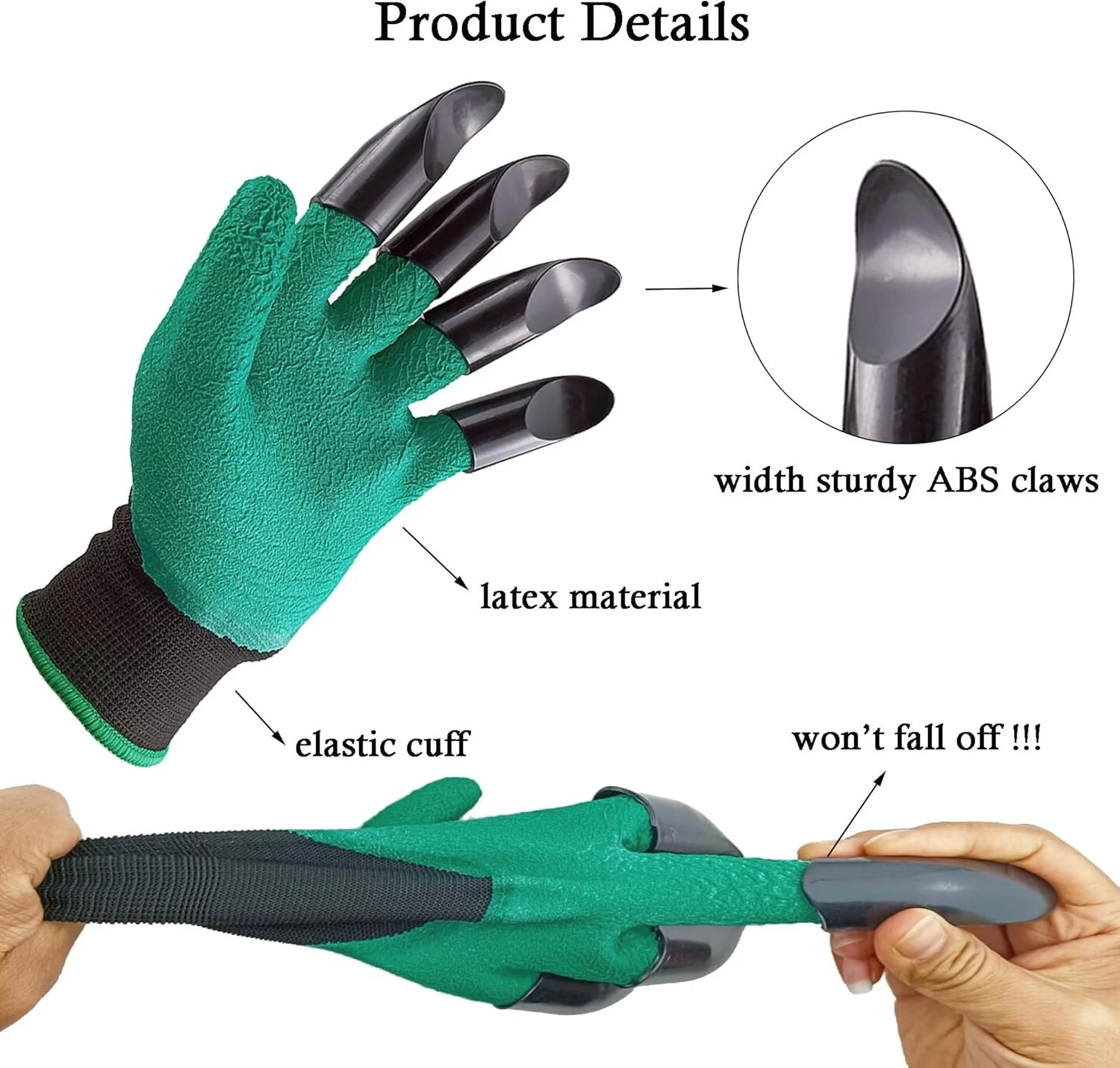 Rękawice ogrodnicze z pazurami mogą pomóc użytkownikom kopaczyć ziemię, wyrywać chwasty, rozluźnić glebę i inne z wyższej wydajności i wyższej wygodności.