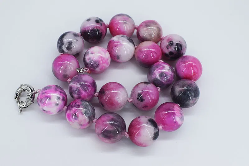 wow! black pink  jade  necklace  round 12/14/16/18/20mm  46cm nature wholesale bead  FPPJ