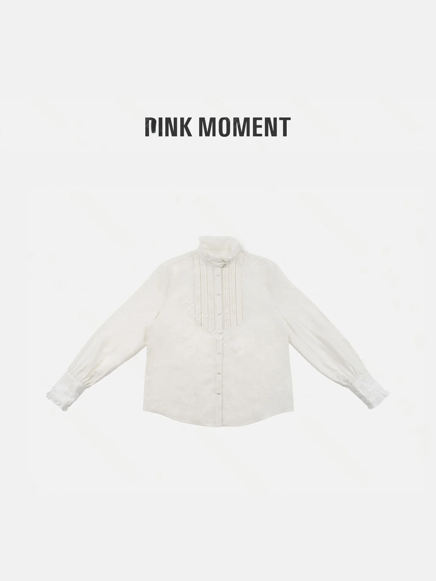 

PM Wang Na Na Rêve De Cour Slim Fit irt Collar with Wood ain Pleated Design Cotton Blend Spring 2026 Women's irt