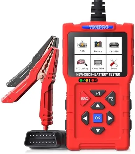 

Car Battery Tester 12V/24V & OBD2 Scanner T300PRO – 20-2000 CCA Check Engine Code Reader – Automotive Diagnostic Tool