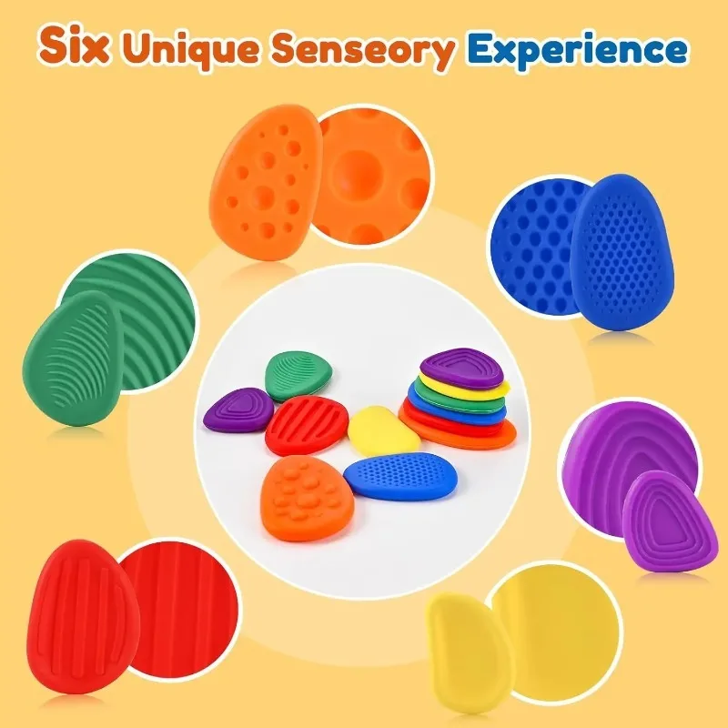 3/6/9PCS Fidget Toys for Kids Adults Textured Sensory Stones for Autism ADHD Kids Calming, Fidget Stress Relief Toys Gifts