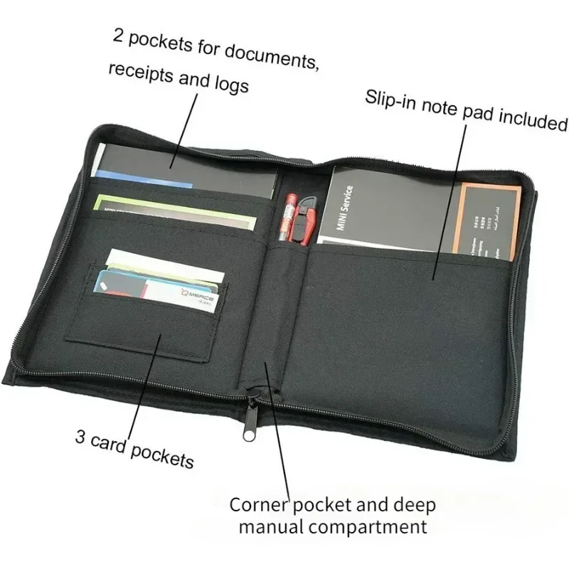 Organisateur de boîte à gants de voiture, sac de rangement de documents en tissu Oxford avec plusieurs poches, pour l'assurance des cartes d'enregistrement manuelles
