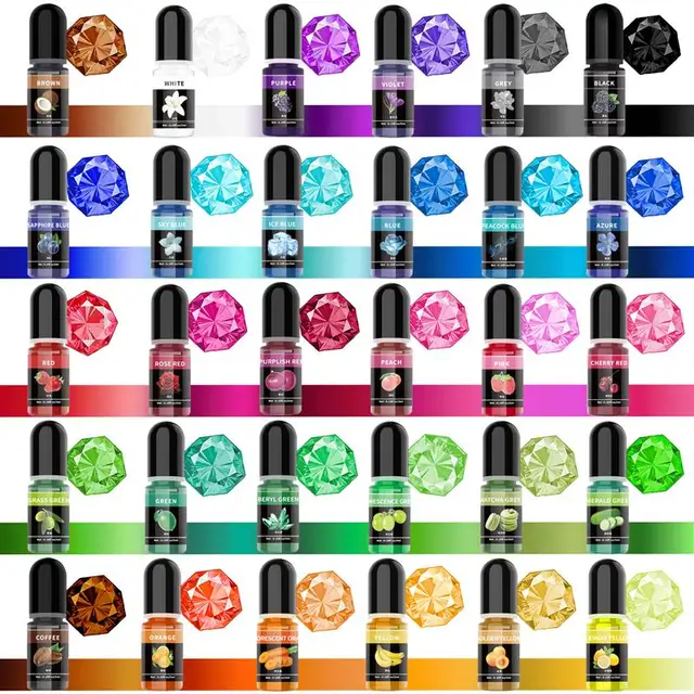 30-kolorowy pigment z żywicy epoksydowej Wysoki przezroczysty kamień szlachetny Płynny barwnik na bazie oleju DIY Żywica epoksydowa Akcesoria do tworzenia biżuterii