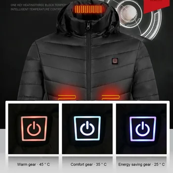 9 Areas Heated Jacket Waterproof Thermal Hooded Coats Electric Heating Jacket Winter Outdoor Body Warmer USB Heated Vest for Men 5