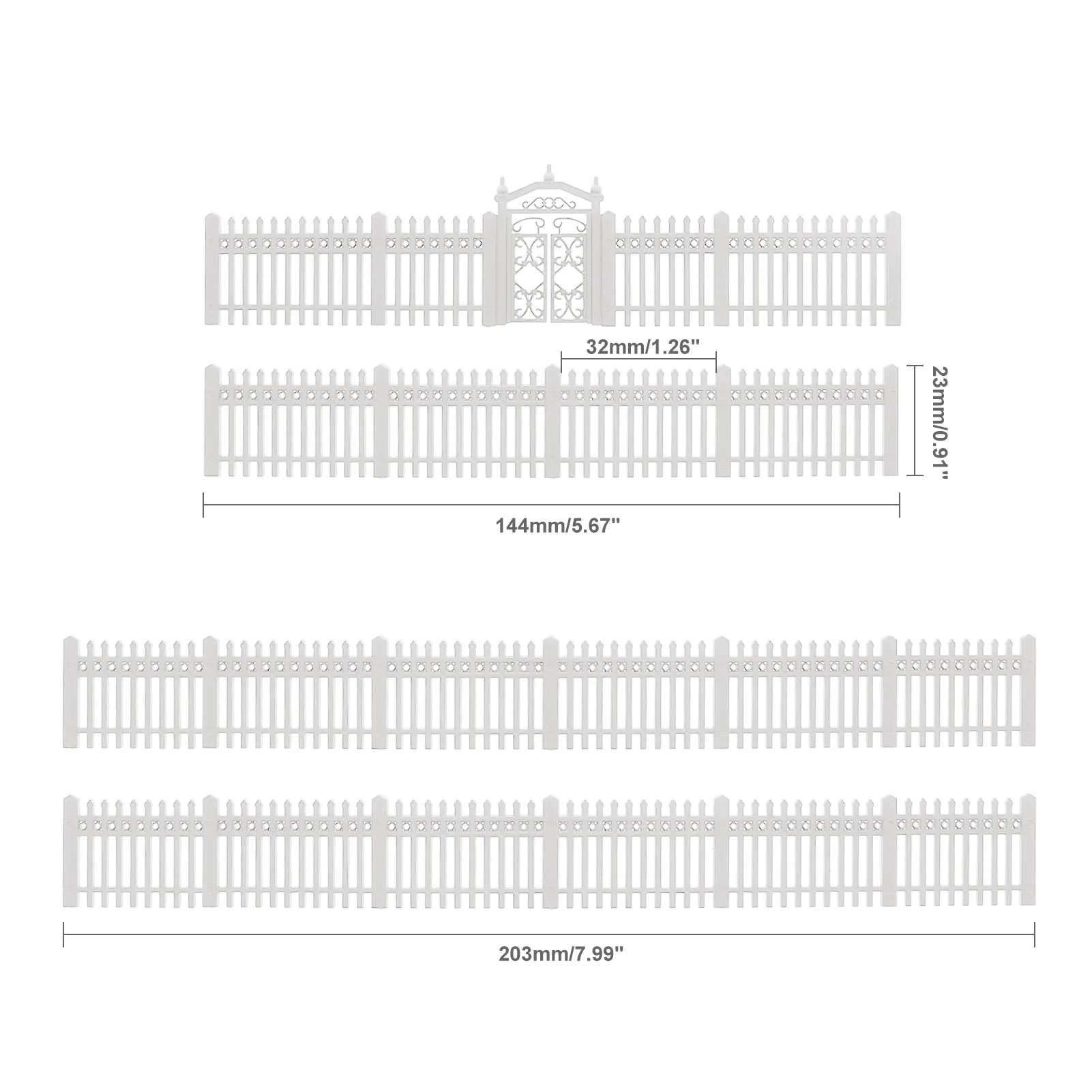 Eevemodel O HO N Scale White Building Fence Wall for Model Trains Diorama Scene