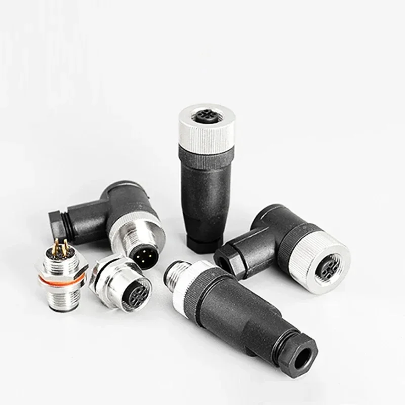 1pcs M12 Sensor Connector 4pin 5pin M12-8 Waterproof Male&female Plug Screw Threaded Coupling A Code Sensor Connectors
