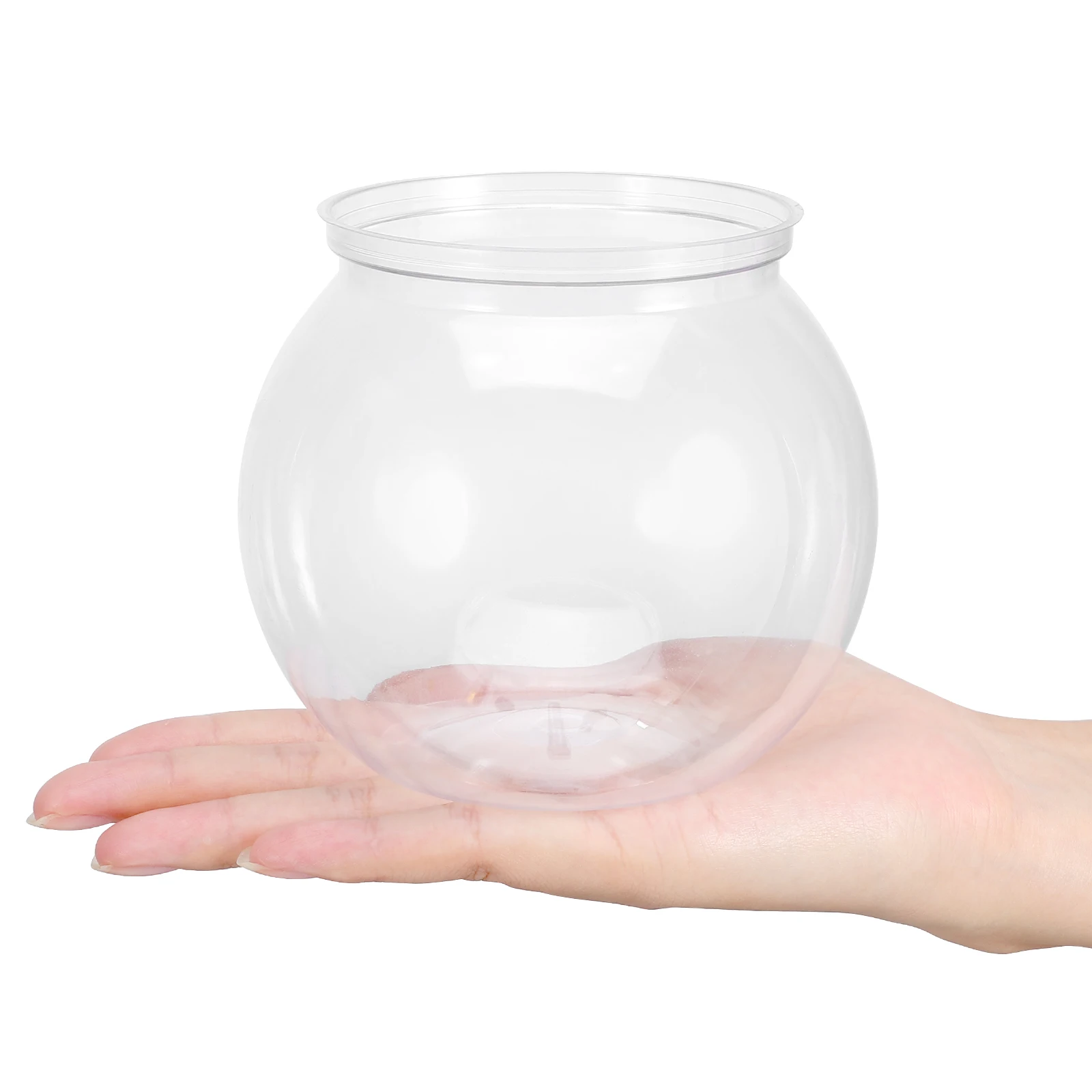 

6pcs Clear Round Plastic Small Tanks Desktop Decorative Bowls For Home Office Lightweight Portable Golden Bowls Micro Landscape