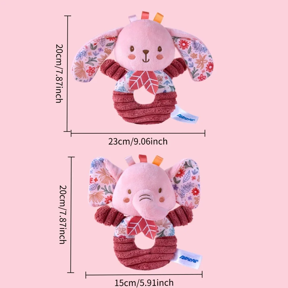 New Pink Hand cranked Ring Newborn Plush Toy 0-1 Year Old Baby Hand Ringed Bell, Suitable for Baby's New Year Gift