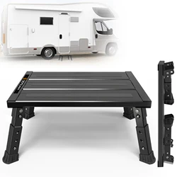 Drifeez Portable Blue RV Steps,3-Level Adjustable Height Aluminum Folding Step Stool, Light Folding Anti-skidding Large RV Step