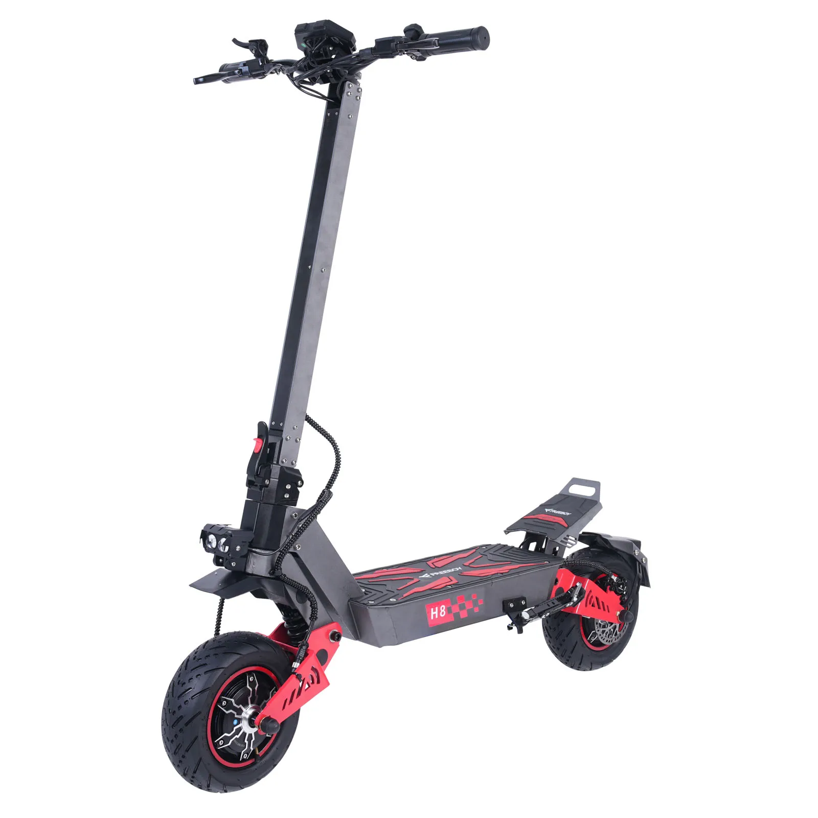 

FREEBOY H8 Adult Electric Scooter 11 Fat Tire E-Mountain Scooter 3000W*2 Motor, 60V 28AH Folding E-Scooter