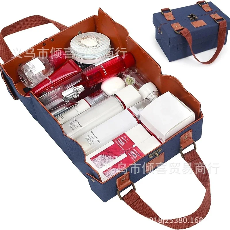 

Leather Magnetic Makeup Tote Bag Cosmetic Organizer Pouch Handy Beauty Storage For Women Travel Vanity Desk Birthday Gift